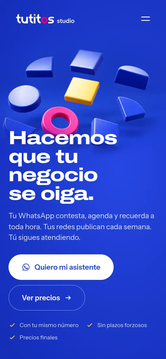 La misma página web vista en celular